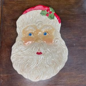 Department 56 SANTA PLATE Cookie Plate Platter Santa Faced